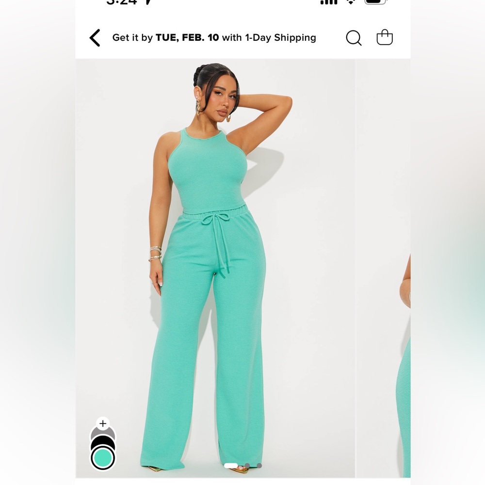 Fashion Nova Wide Leg Pant Set - Aqua